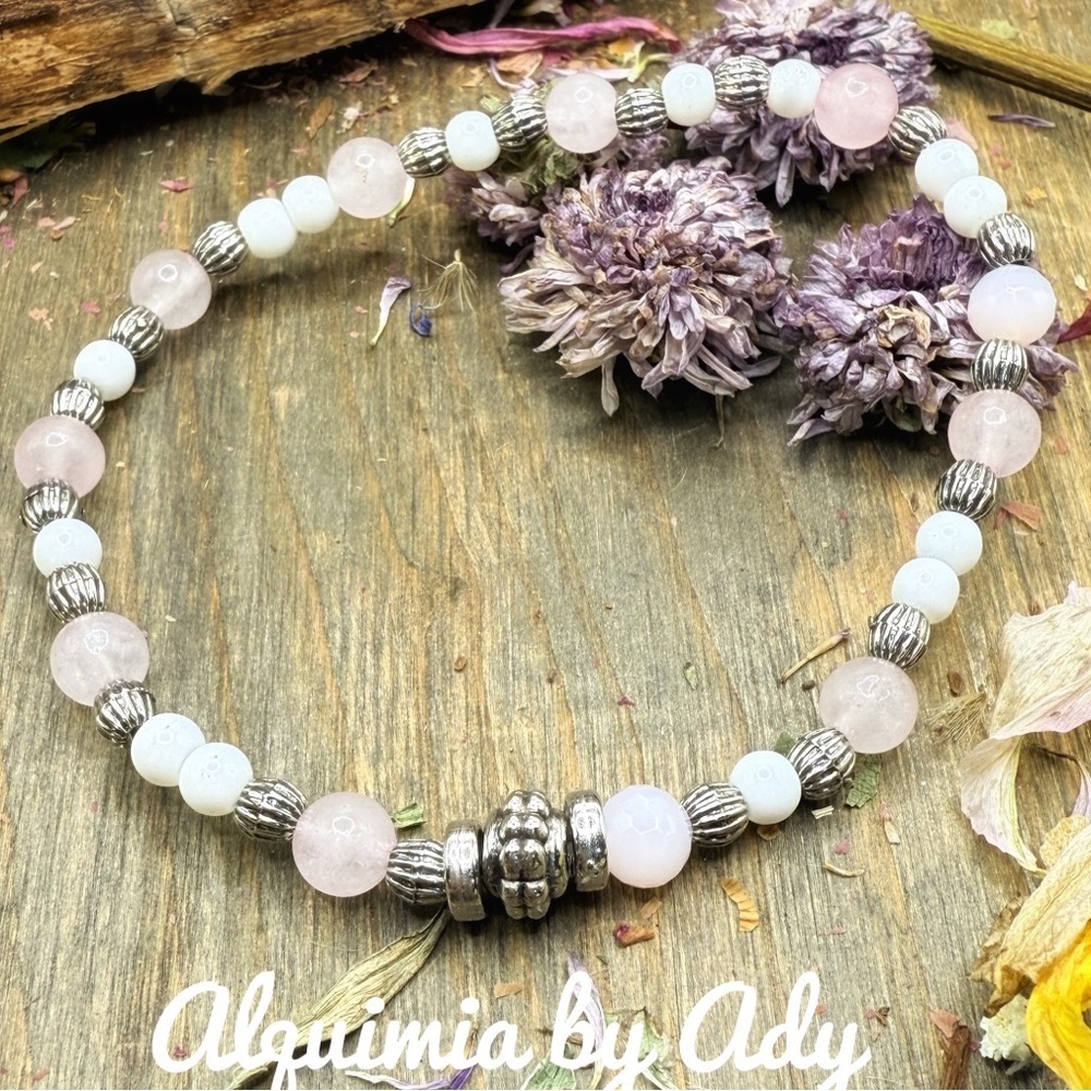 Alquimia Rose Quartz and Silver Bracelet